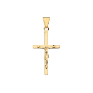 Stolpe kors vedhæng med Jesus  8-14 kt guld.